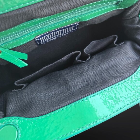 Y2K Matteo Mio Green Top Handle Bag With Bow Mcbling Fairy Faux Leather Canvas - Picture 10 of 10